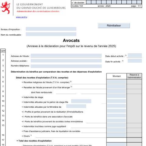 Aperçu du document Annexe: "Avocats" — Annexes, Luxembourg (CERFA n°153)