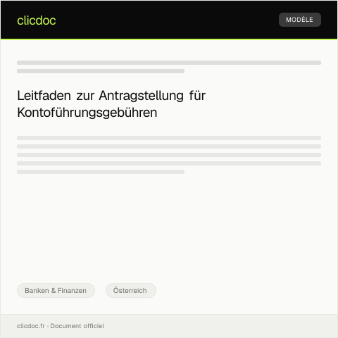 Dokumentvorschau: Anpassung der Kontoführungsgebühren – Antrag — Banken & Finanzen, Österreich