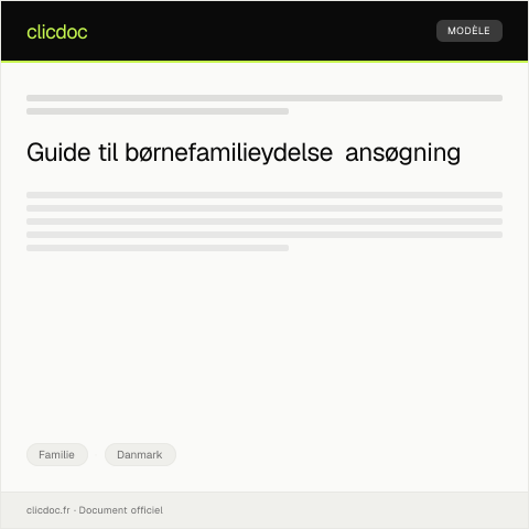 Document preview: Ansøgning om børnefamilieydelse — Familie, Danmark