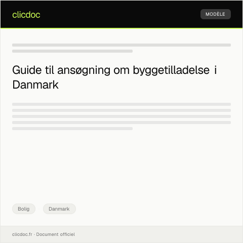 Document preview: Ansøgning om byggetilladelse — Bolig, Danmark