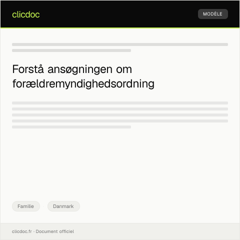 Document preview: Ansøgning om forældremyndighedsordning — Familie, Danmark