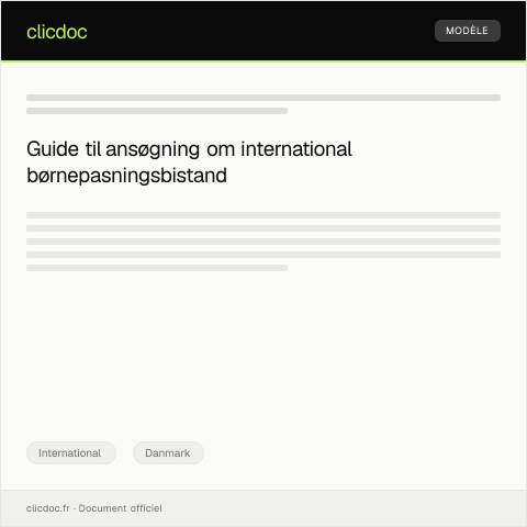 Document preview: Ansøgning om international børnepasningsbistand — International, Danmark