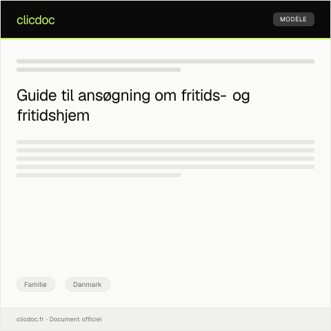 Document preview: Ansøgning om fritids- og fritidshjem — Familie, Danmark