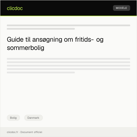 Document preview: Ansøgning om fritids- og sommerbolig — Bolig, Danmark
