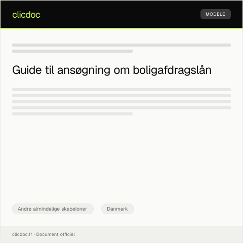 Document preview: Ansøgning om boligafdragslån — Andre almindelige skabeloner, Danmark