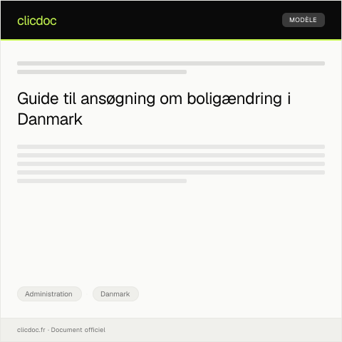 Document preview: Ansøgning om boligændring — Administration, Danmark