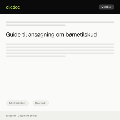 Document preview: Ansøgning om børnetilskud — Administration, Danmark
