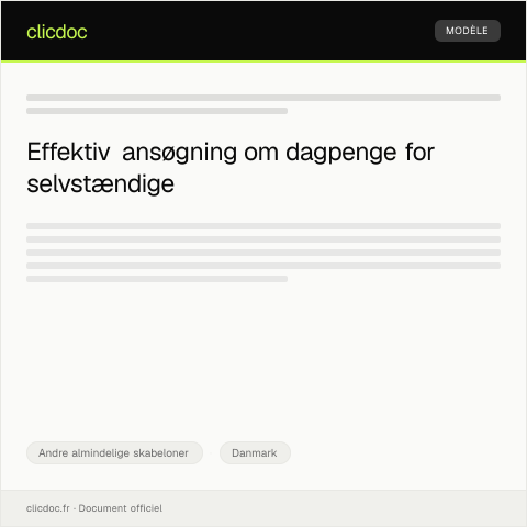 Document preview: Ansøgning om dagpenge for selvstændige — Andre almindelige skabeloner, Danmark