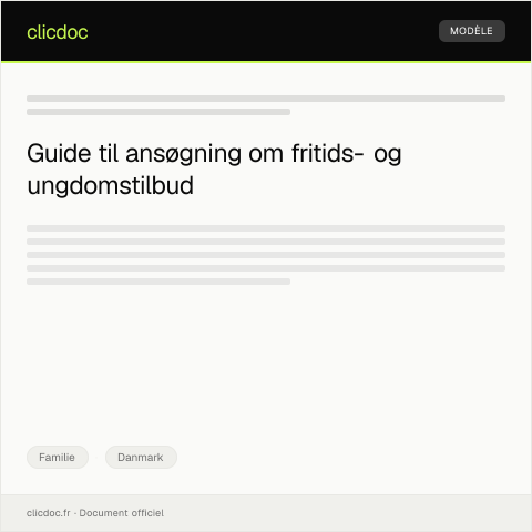 Document preview: Ansøgning om fritids- og ungdomstilbud — Familie, Danmark