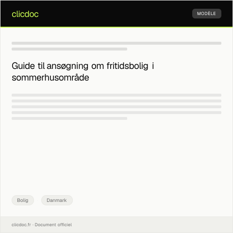 Document preview: Ansøgning om fritidsbolig i sommerhusområde — Bolig, Danmark