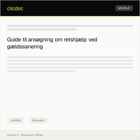 Document preview: Ansøgning om retshjælp ved gældssanering — Juridisk, Danmark