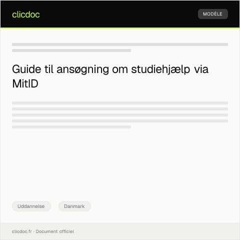Document preview: Ansøgning om studiehjælp via MitID — Uddannelse, Danmark
