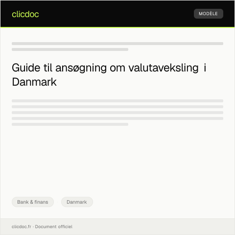 Document preview: Ansøgning om valutaveksling — Bank & finans, Danmark