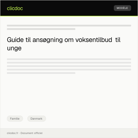 Document preview: Ansøgning om voksentilbud til unge — Familie, Danmark