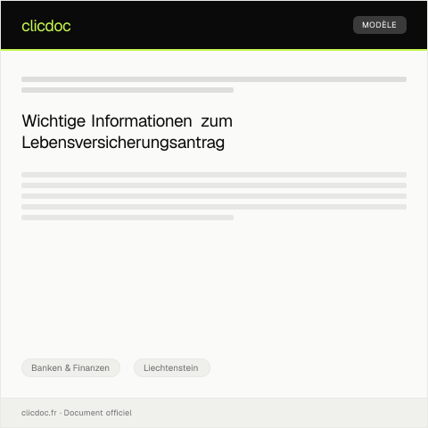 Dokumentvorschau: Antrag auf Abschluss einer Lebensversicherung — Banken & Finanzen, Liechtenstein