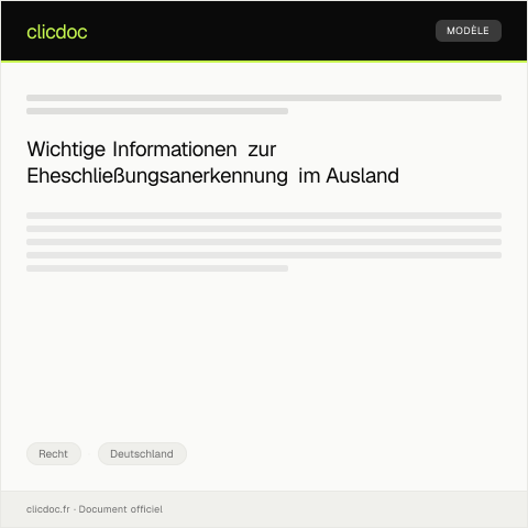 Dokumentvorschau: Antrag auf Anerkennung einer Eheschließung im Ausland — Recht, Deutschland