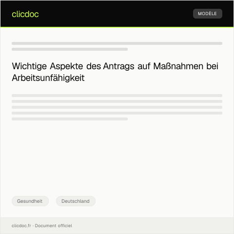 Dokumentvorschau: Antrag auf Maßnahmen bei Arbeitsunfähigkeit — Gesundheit, Deutschland