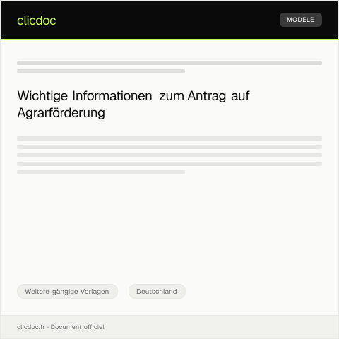Dokumentvorschau: Antrag auf Agrarförderung — Weitere gängige Vorlagen, Deutschland