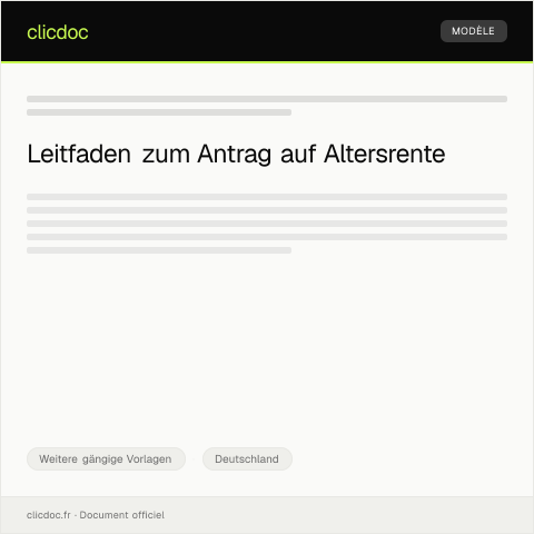 Dokumentvorschau: Antrag auf Altersrente — Weitere gängige Vorlagen, Deutschland