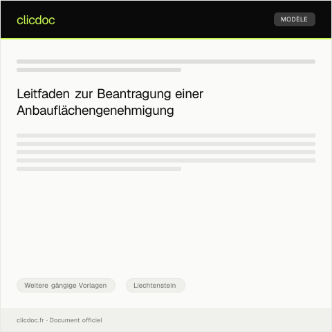 Dokumentvorschau: Antrag auf Anbauflächegenehmigung — Weitere gängige Vorlagen, Liechtenstein