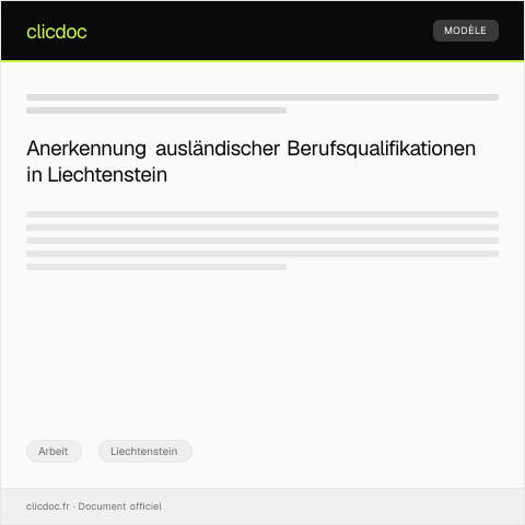 Dokumentvorschau: Antrag auf Anerkennung ausländischer Berufsqualifikationen — Arbeit, Liechtenstein