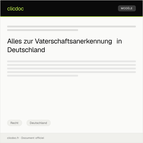 Dokumentvorschau: Antrag auf Anerkennung einer Vaterschaftsanerkennung — Recht, Deutschland