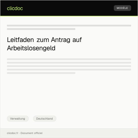 Dokumentvorschau: Antrag auf Arbeitslosengeld bei der Agentur für Arbeit — Verwaltung, Deutschland