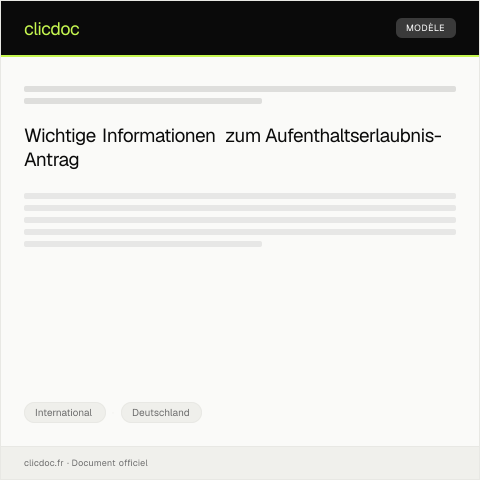 Dokumentvorschau: Antrag auf Aufenthaltserlaubnis bei der Ausländerbehörde — International, Deutschland
