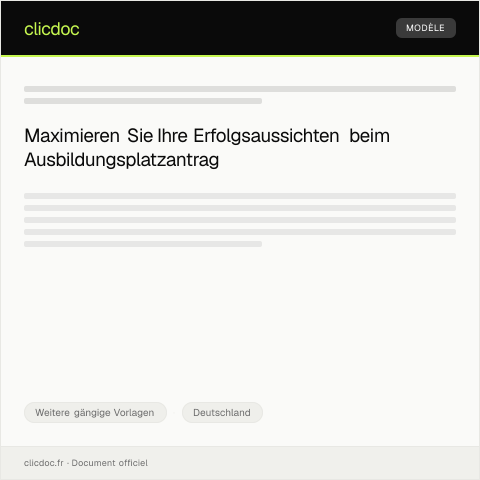 Dokumentvorschau: Antrag auf Ausbildungsstelle — Weitere gängige Vorlagen, Deutschland