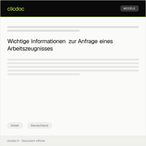 Dokumentvorschau: Bitte um Ausstellung eines Arbeitszeugnisses — Arbeit, Deutschland