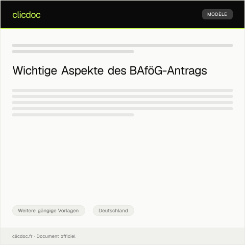 Dokumentvorschau: Antrag auf BAföG — Weitere gängige Vorlagen, Deutschland