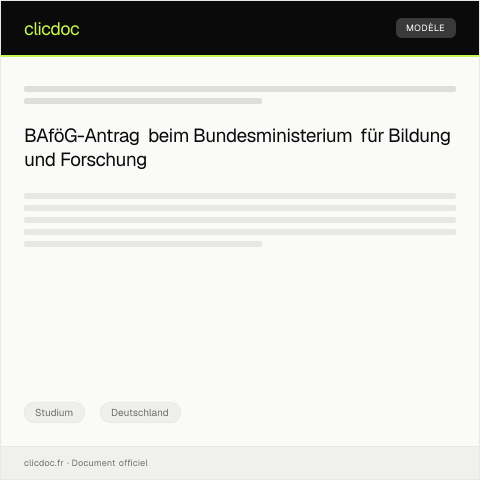Dokumentvorschau: Antrag auf BAföG beim Bundesministerium für Bildung und Forschung stellen — Studium, Deutschland