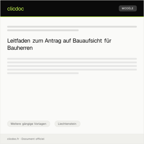 Dokumentvorschau: Antrag auf Bauaufsicht — Weitere gängige Vorlagen, Liechtenstein