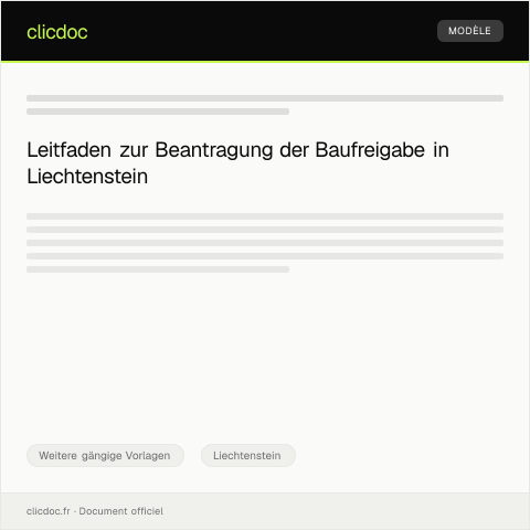 Dokumentvorschau: Antrag auf Baufreigabe — Weitere gängige Vorlagen, Liechtenstein