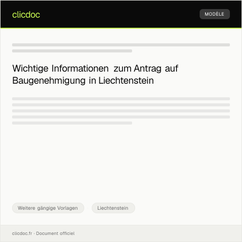 Dokumentvorschau: Antrag auf Baugenehmigung — Weitere gängige Vorlagen, Liechtenstein