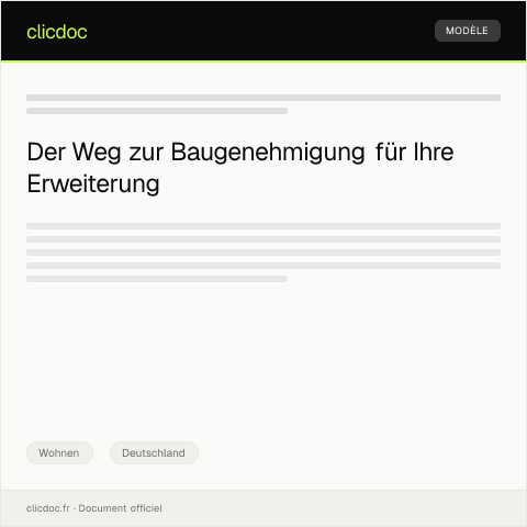 Dokumentvorschau: Antrag auf Baugenehmigung für Erweiterungen – Bauaufsichtsamt — Wohnen, Deutschland