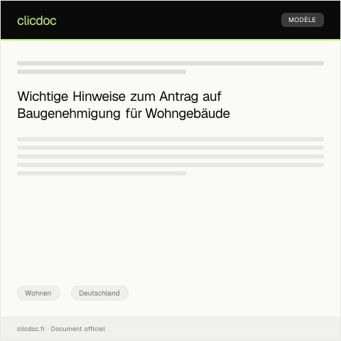 Dokumentvorschau: Antrag auf Baugenehmigung für Wohngebäude – Bauamt — Wohnen, Deutschland
