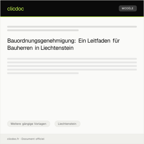 Dokumentvorschau: Antrag auf Bauordnungsgenehmigung — Weitere gängige Vorlagen, Liechtenstein