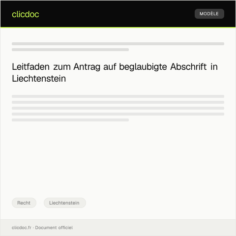 Dokumentvorschau: Antrag auf Erteilung einer beglaubigten Abschrift — Recht, Liechtenstein