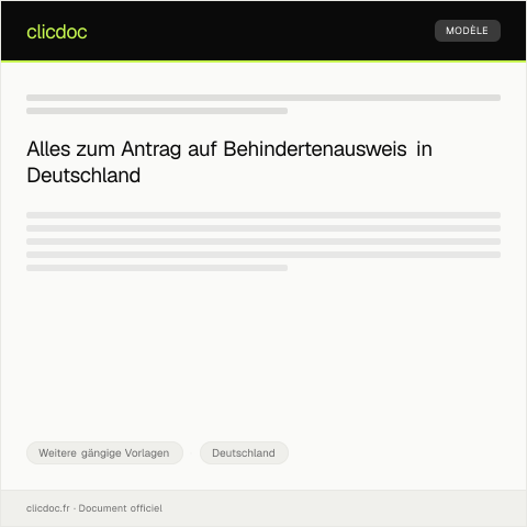 Dokumentvorschau: Antrag auf Behindertenausweis — Weitere gängige Vorlagen, Deutschland