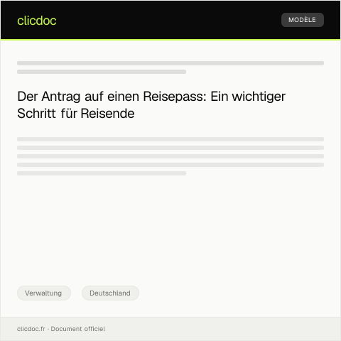 Dokumentvorschau: Antrag auf einen Reisepass — Verwaltung, Deutschland