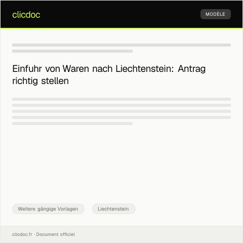 Dokumentvorschau: Antrag auf Erlaubnis zur Einfuhr von Waren — Weitere gängige Vorlagen, Liechtenstein