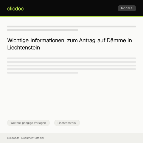 Dokumentvorschau: Antrag auf Einsatz von Dämmen — Weitere gängige Vorlagen, Liechtenstein