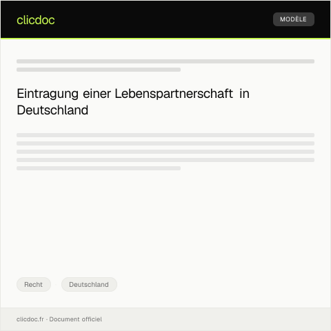 Dokumentvorschau: Antrag auf Eintragung einer Lebenspartnerschaft — Recht, Deutschland