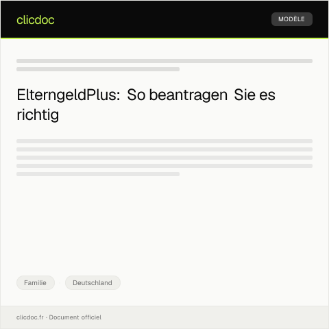 Dokumentvorschau: Antrag auf ElterngeldPlus — Familie, Deutschland