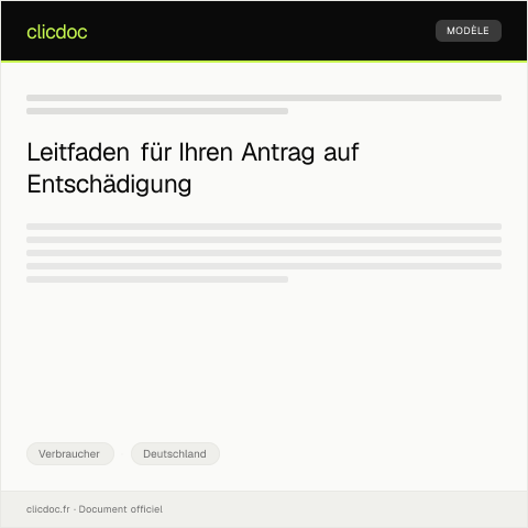 Dokumentvorschau: Antrag auf Entschädigung bei verspäteten Lieferungen — Verbraucher, Deutschland