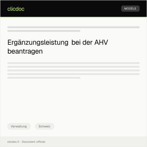 Dokumentvorschau: Antrag auf Ergänzungsleistung bei der AHV — Verwaltung, Schweiz