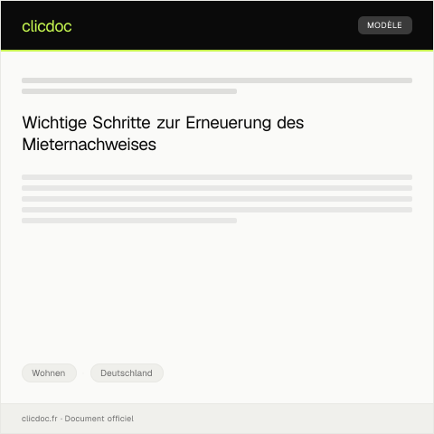 Dokumentvorschau: Antrag auf Erneuerung des Mieternachweises beim Vermieter — Wohnen, Deutschland