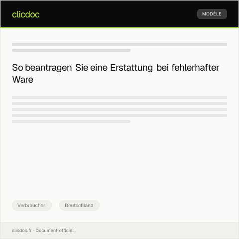 Dokumentvorschau: Antrag auf Erstattung bei fehlerhafter Ware — Verbraucher, Deutschland