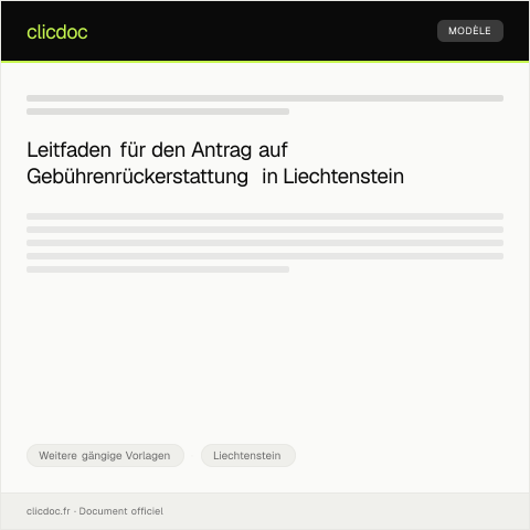 Dokumentvorschau: Antrag auf Erstattung von Gebühren — Weitere gängige Vorlagen, Liechtenstein